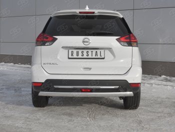 11 999 р. Защита заднего бампера (Ø75x42 мм, нержавейка) Russtal  Nissan X-trail  3 T32 (2017-2022) рестайлинг  с доставкой в г. Йошкар-Ола. Увеличить фотографию 1