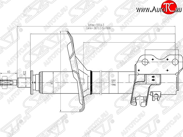 4 299 р. Правый амортизатор передний SAT  Nissan X-trail  1 T30 (2000-2003) дорестайлинг  с доставкой в г. Йошкар-Ола