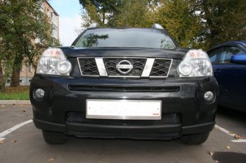 2 799 р. Защитная сетка решетки переднего бампера Arbori Nissan X-trail 2 T31 дорестайлинг (2007-2011) (Чёрная, 15 мм)  с доставкой в г. Йошкар-Ола. Увеличить фотографию 2