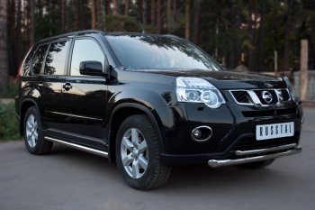 16 899 р. Защита переднего бампера (2 трубы Ø63 и 42 мм, нержавейка) SLITKOFF  Nissan X-trail  2 T31 (2010-2015) рестайлинг  с доставкой в г. Йошкар-Ола. Увеличить фотографию 2