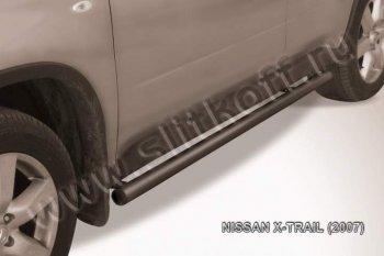 9 899 р. Защита порогов Slitkoff Nissan X-trail 2 T31 дорестайлинг (2007-2011) (Цвет: серебристый)  с доставкой в г. Йошкар-Ола. Увеличить фотографию 1