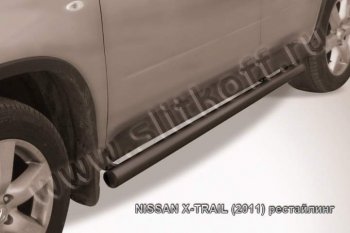 10 599 р. Защита порогов Slitkoff Nissan X-trail 2 T31 дорестайлинг (2007-2011) (Цвет: серебристый)  с доставкой в г. Йошкар-Ола. Увеличить фотографию 1