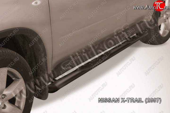 10 849 р. Пороги d76 с проступями со скосами  Nissan X-trail  2 T31 (2007-2011) дорестайлинг (Цвет: серебристый)  с доставкой в г. Йошкар-Ола