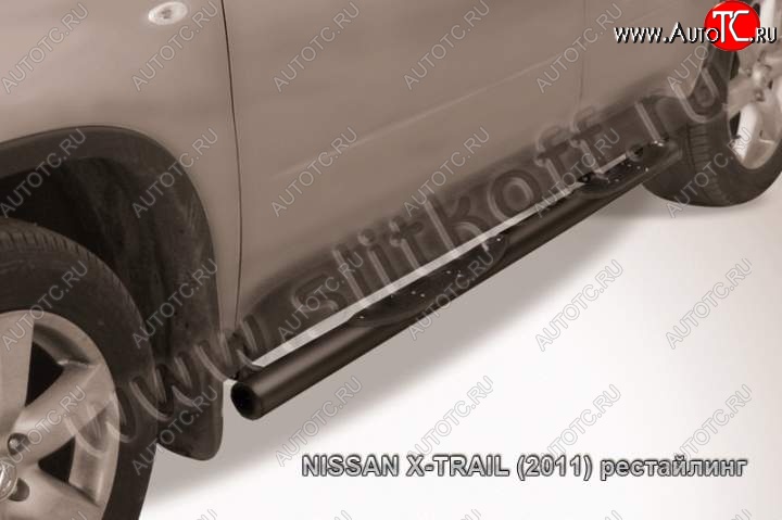 13 749 р. Защита порогов Slitkoff Nissan X-trail 2 T31 дорестайлинг (2007-2011) (Цвет: серебристый)  с доставкой в г. Йошкар-Ола