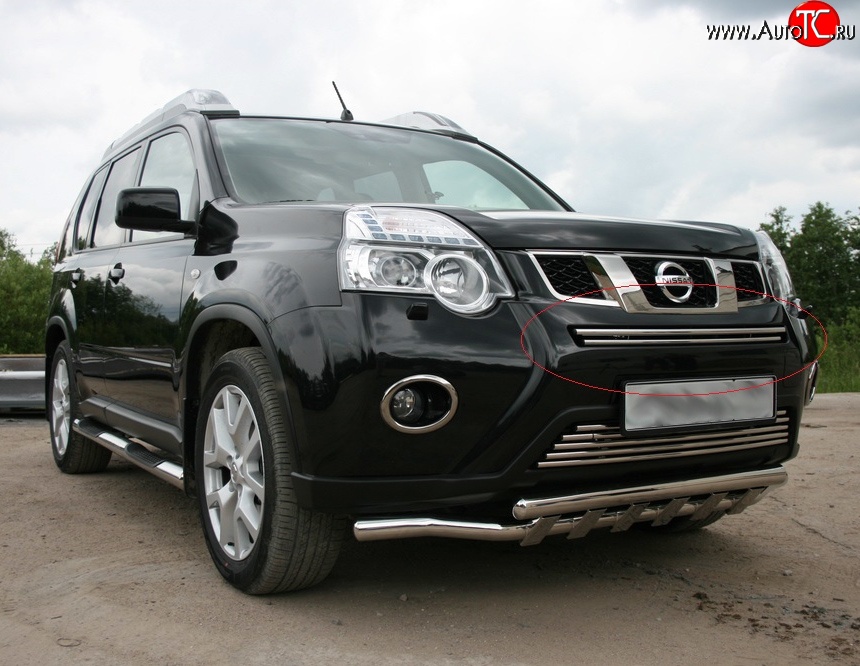 2 204 р. Декоративная вставка воздухозаборника Novline (d16 мм, верхняя) Nissan X-trail 2 T31 рестайлинг (2010-2015)  с доставкой в г. Йошкар-Ола