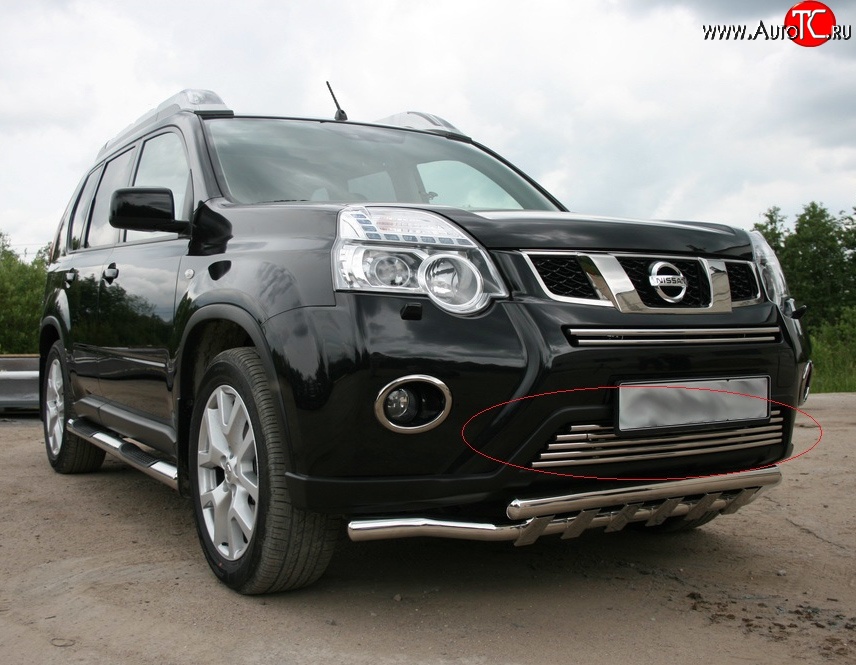 4 769 р. Декоративная вставка воздухозаборника Novline (d16 мм, нижняя) Nissan X-trail 2 T31 рестайлинг (2010-2015)  с доставкой в г. Йошкар-Ола