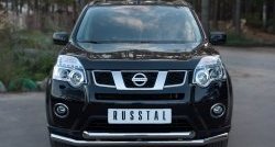 Защита переднего бампера (2 трубыØ63 мм, нержавейка) SLITKOFF Nissan (Нисан) X-trail (Х-трейл)  2 T31 (2010-2015) 2 T31 рестайлинг