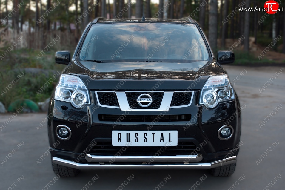 17 649 р. Защита переднего бампера (2 трубыØ63 мм, нержавейка) SLITKOFF  Nissan X-trail  2 T31 (2010-2015) рестайлинг  с доставкой в г. Йошкар-Ола