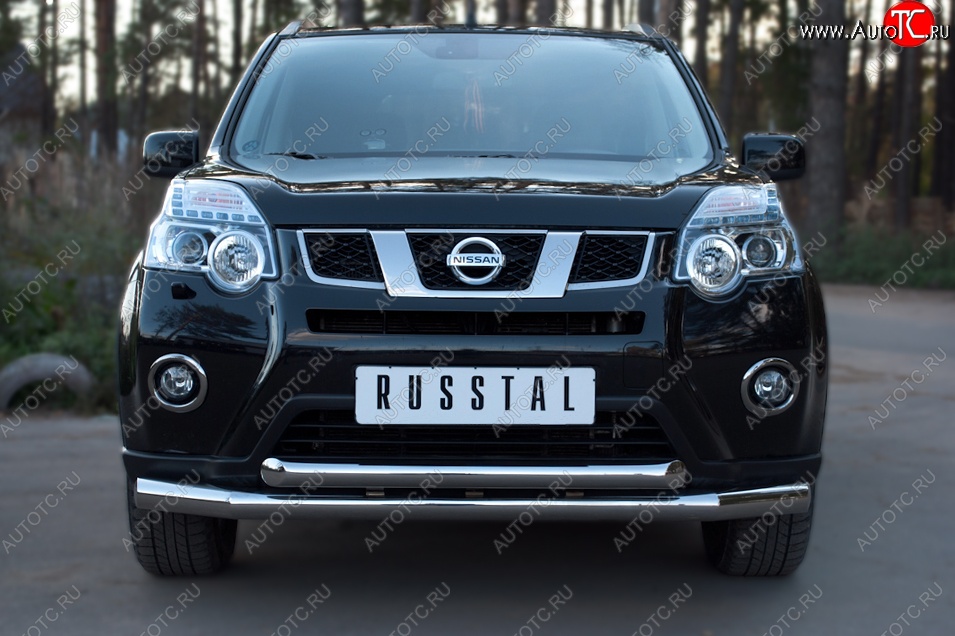 17 999 р. Защита переднего бампера (2 трубыØ76 и 63 мм, нержавейка) SLITKOFF  Nissan X-trail  2 T31 (2010-2015) рестайлинг  с доставкой в г. Йошкар-Ола