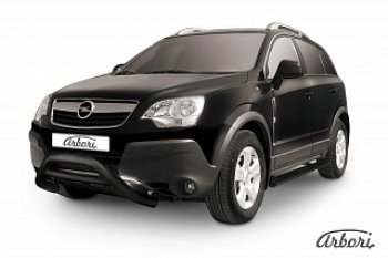 15 659 р. Защита переднего бампера Arbori (низкая - mini, черная, 1 труба d76 mm). Opel Antara (2006-2010)  с доставкой в г. Йошкар-Ола