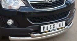 17 949 р. Защита переднего бампера (2 трубыØ76 и 63 мм, нержавейка) SLITKOFF Opel Antara рестайлинг (2010-2015)  с доставкой в г. Йошкар-Ола. Увеличить фотографию 2