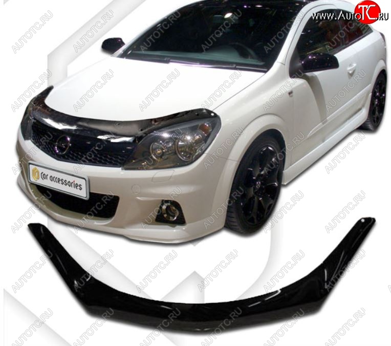 2 099 р. Дефлектор капота CA-Plastiс  Opel Astra  H (2007-2015) универсал рестайлинг (серия Classic черный, Без надписи)  с доставкой в г. Йошкар-Ола