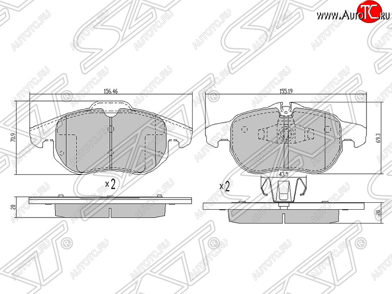 1 599 р. Колодки тормозные SAT (передние) Opel Astra H GTC хэтчбек 3 дв. дорестайлинг (2004-2006)  с доставкой в г. Йошкар-Ола