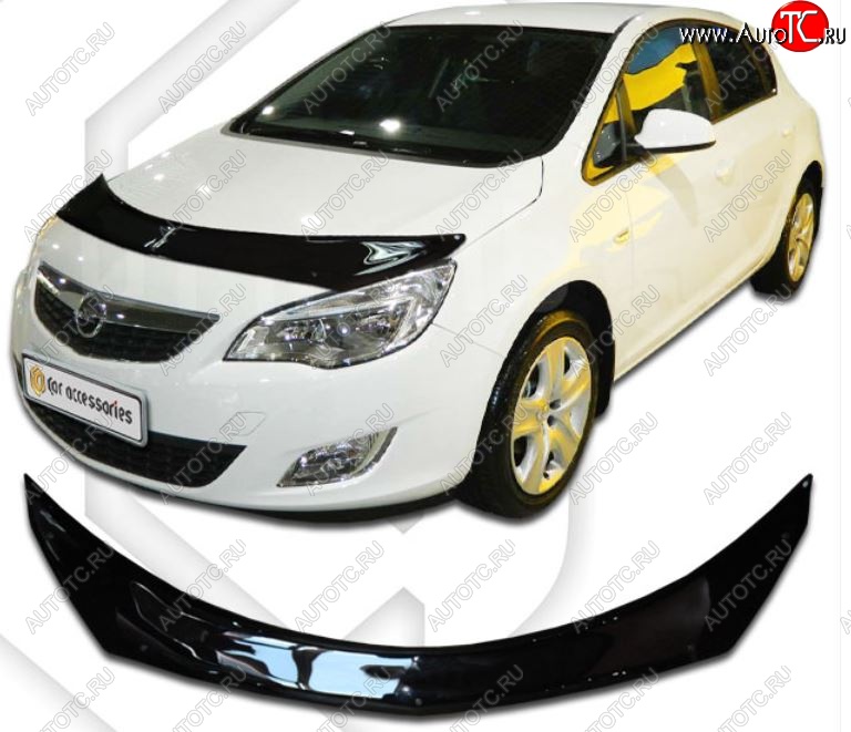 2 369 р. Дефлектор капота CA-Plastiс  Opel Astra  J (2012-2017) хэтчбек 5 дв.  рестайлинг (Classic черный, Без надписи)  с доставкой в г. Йошкар-Ола