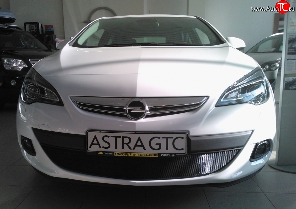 1 469 р. Сетка на бампер GTC Russtal (черная) Opel Astra J хэтчбек 5 дв. дорестайлинг (2009-2012)  с доставкой в г. Йошкар-Ола