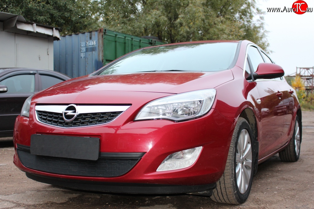 1 469 р. Сетка на бампер Russtal (черная) Opel Astra J хэтчбек 5 дв. дорестайлинг (2009-2012)  с доставкой в г. Йошкар-Ола