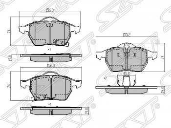 1 029 р. Колодки тормозные SAT (передние) Opel Astra H GTC хэтчбек 3 дв. дорестайлинг (2004-2006)  с доставкой в г. Йошкар-Ола. Увеличить фотографию 1