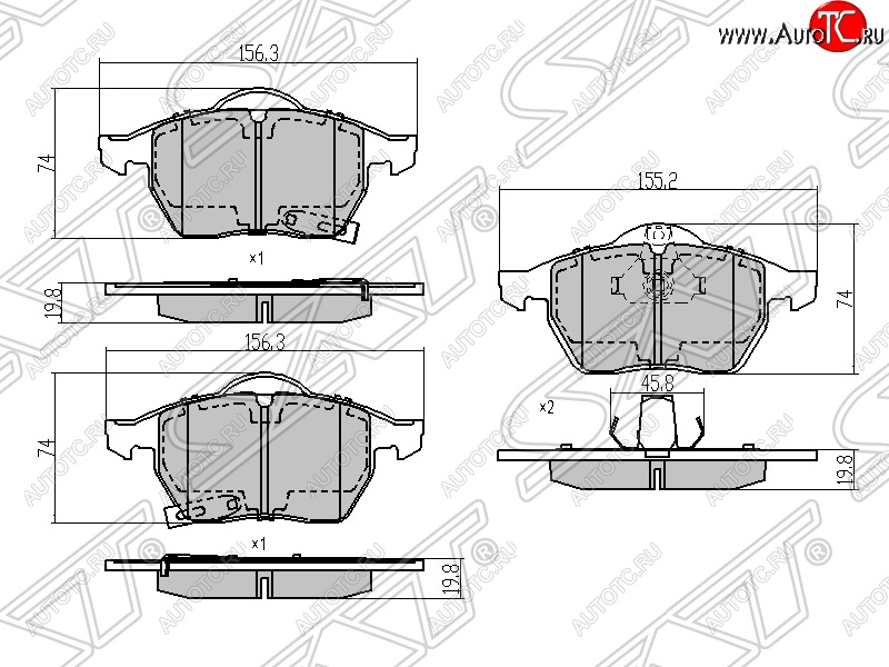 1 039 р. Колодки тормозные SAT (передние) Opel Astra G седан (1998-2005)  с доставкой в г. Йошкар-Ола