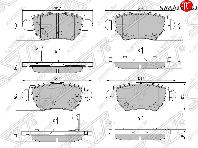 1 149 р. Колодки тормозные SAT (задние)  Opel Astra  G - Zafira  A  с доставкой в г. Йошкар-Ола