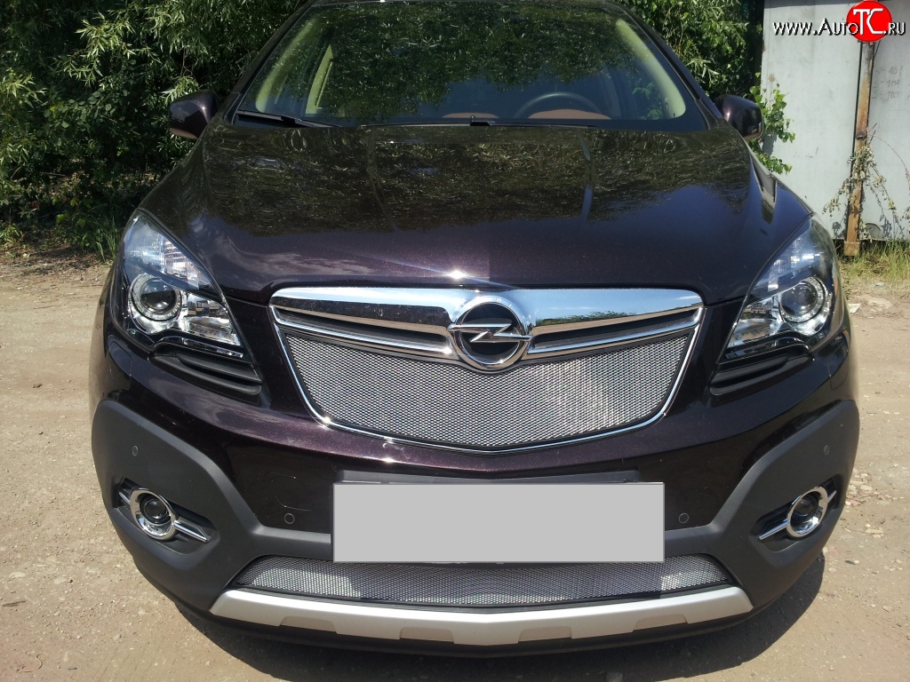 1 539 р. Сетка в решетку радиатора Russtal  Opel Mokka (2012-2016)  дорестайлинг (хром)  с доставкой в г. Йошкар-Ола