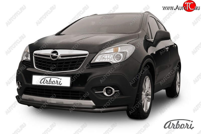 7 559 р. Защита переднего бампера Arbori (черная, 2 трубы d57 и 42 mm) Opel Mokka  дорестайлинг (2012-2016)  с доставкой в г. Йошкар-Ола