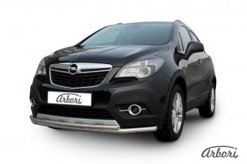 14 363 р. Защита переднего бампера Arbori (нержавейка, 2 трубы d57 и 42 mm) Opel Mokka  дорестайлинг (2012-2016)  с доставкой в г. Йошкар-Ола. Увеличить фотографию 2