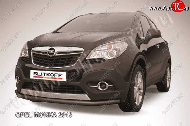 8 599 р. защита переднего бампера Slitkoff Opel Mokka  дорестайлинг (2012-2016) (Цвет: серебристый)  с доставкой в г. Йошкар-Ола