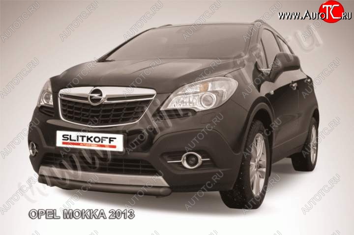 7 899 р. Защита переднего бампер Slitkoff  Opel Mokka (2012-2016)  дорестайлинг (Цвет: серебристый)  с доставкой в г. Йошкар-Ола