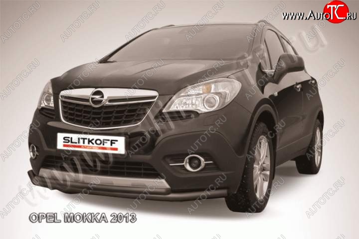 9 999 р. Защита переднего бампер Slitkoff  Opel Mokka (2012-2016)  дорестайлинг (Цвет: серебристый)  с доставкой в г. Йошкар-Ола