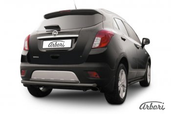 Защита заднего бампера Arbori (черная, 2 трубы d57 и 42 mm). Opel Mokka  дорестайлинг (2012-2016)