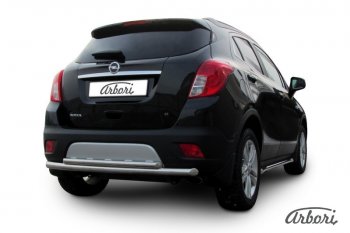 12 869 р. Защита заднего бампера Arbori (нержавейка, 2 трубы d57 и 42 mm). Opel Mokka  дорестайлинг (2012-2016)  с доставкой в г. Йошкар-Ола. Увеличить фотографию 2