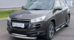 20 399 р. Защита переднего бампера (2 трубыØ76 и 63 мм, нержавейка) SLITKOFF  Peugeot 4008 (2012-2017)  с доставкой в г. Йошкар-Ола. Увеличить фотографию 4