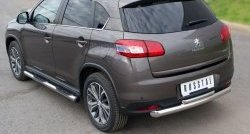 11 299 р. Защита заднего бампера (Ø76 и 42 мм, нержавейка) SLITKOFF Peugeot 4008 (2012-2017) (с короткой верхней трубой)  с доставкой в г. Йошкар-Ола. Увеличить фотографию 4