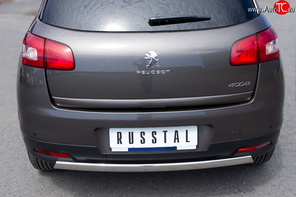 14 999 р. Защита заднего бампера (Ø75x42 мм, нержавейка) Russtal Peugeot 4008 (2012-2017)  с доставкой в г. Йошкар-Ола