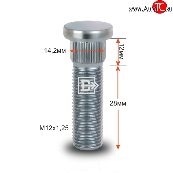 188 р. Забивная шпилька 28 мм ступицы Вектор M12x1.25x28 Suzuki Alto хэтчбэк 3 дв. рестайлинг (1986-1988)