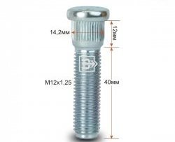 Забивная шпилька 40 мм ступицы Вектор M12 1.25 40 Dong Feng DFSK ix7 дорестайлинг (2019-2023) 