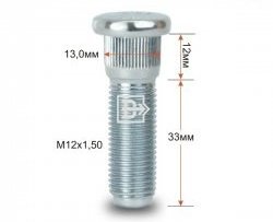 Забивная шпилька 33 мм ступицы Вектор M12 1.5 33 KIA Pregio  рестайлинг (2003-2005) 