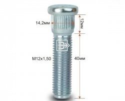 Забивная шпилька 40 мм ступицы Вектор M12x1.5x40 KIA Pregio  рестайлинг (2003-2005) 