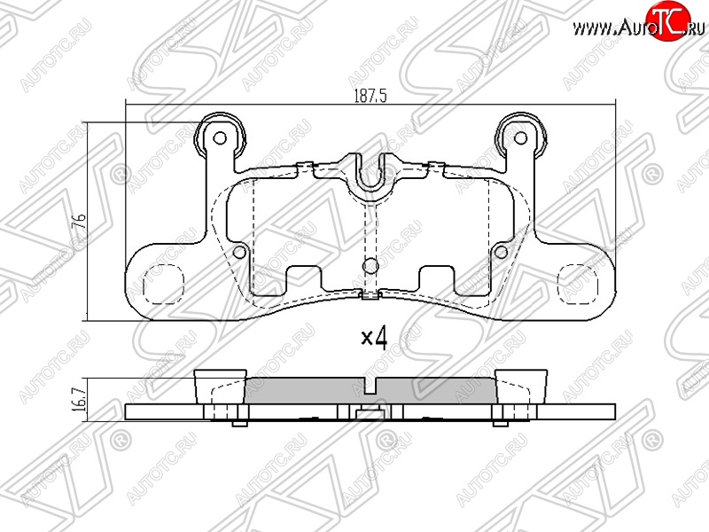 2 289 р. Колодки тормозные SAT (задние, 187,5*76*16,7)  Volkswagen Touareg  NF (2010-2014) дорестайлинг  с доставкой в г. Йошкар-Ола
