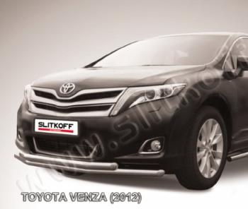 15 799 р. Двойная защита переднего бампера d57 мм Slitkoff  Toyota Venza  GV10 (2012-2016) рестайлинг (нержавейка полированная)  с доставкой в г. Йошкар-Ола. Увеличить фотографию 1