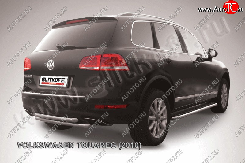 6 899 р. Защита задняя Slitkoff  Volkswagen Touareg  NF (2010-2014) дорестайлинг (Цвет: серебристый)  с доставкой в г. Йошкар-Ола