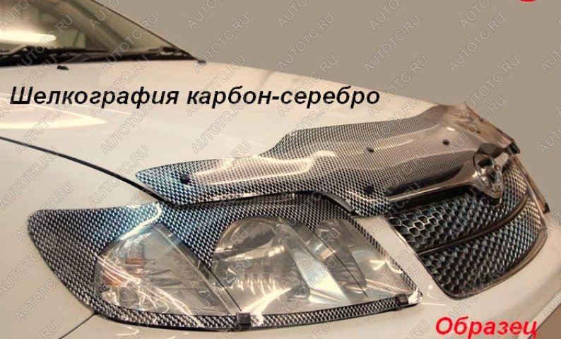 2 689 р. Дефлектор капота CA-Plastiс  ГАЗ 31105  Волга (2003-2009) дорестайлинг, рестайлинг (серия Шелкография карбон-серебро)  с доставкой в г. Йошкар-Ола