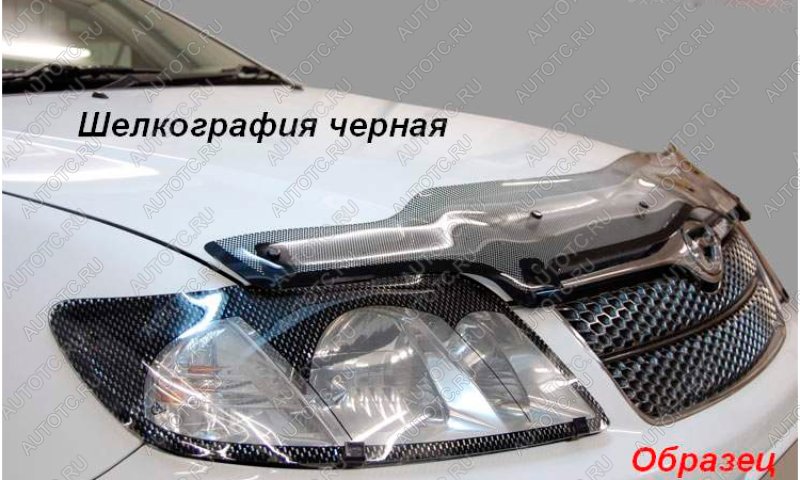 2 099 р. Дефлектор капота CA-Plastiс  Mitsubishi Lancer  CY (2007-2010) седан дорестайлинг, хэтчбэк дорестайлинг (серия Шелкография черная)  с доставкой в г. Йошкар-Ола