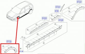 1 499 р. Накладка арки переднего левого крыла BodyParts  KIA Rio  X-line (2017-2021)  с доставкой в г. Йошкар-Ола. Увеличить фотографию 1