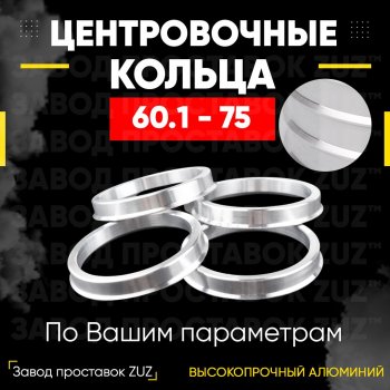 Алюминиевое центровочное кольцо (4 шт) ЗУЗ 60.1 x 75.0 Nissan Wingroad 3 Y12 3-ое универсал (2005-2018) 