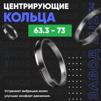 1 799 р. Алюминиевое центровочное кольцо (4 шт) ЗУЗ 63.3 x 73.0 Volvo XC70 дорестайлинг (2007-2013). Увеличить фотографию 1