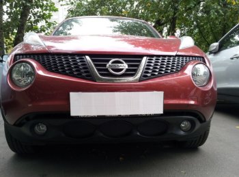 Защитная сетка в бампер (низ, ячейка 3х7 мм) Стрелка11 Стандарт Nissan (Нисан) Juke (Жук)  1 YF15 (2010-2014) 1 YF15 дорестайлинг ()