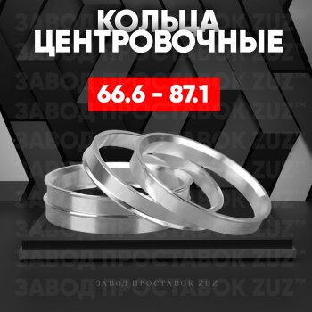 Алюминиевое центровочное кольцо (4 шт) ЗУЗ 66.6 x 87.1 Audi A4 (B9), A5 (8T), A6 (C7), A8 (D4), e-tron (GE), Q5 (FY), Q7 (4M), BMW 1 серия F40 - Z4 G29, Daihatsu Terios J200, INFINITI Terios (J200), Mercedes-Benz A class W168 - Vito W447, Mini Cooper (4), Countryman (2), Hatch (F56,  F55), Nissan Sylphy, Porsche Sylphy, Smart Roadster, SSANGYONG Roadster