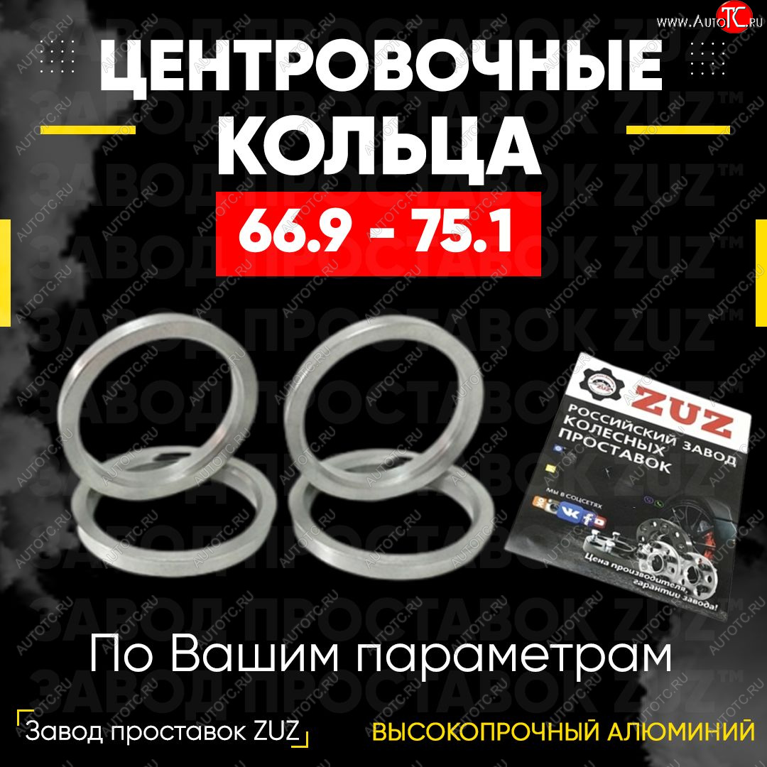 1 269 р. Алюминиевое центровочное кольцо (4 шт) ЗУЗ 66.9 x 75.1  Cadillac SRX, XT4, XT6 (C1TL), Chevrolet Equinox, Traverse, Mercury Mariner (1,  2), SAAB 9-4, 9-5 (YS3G)  с доставкой в г. Йошкар-Ола