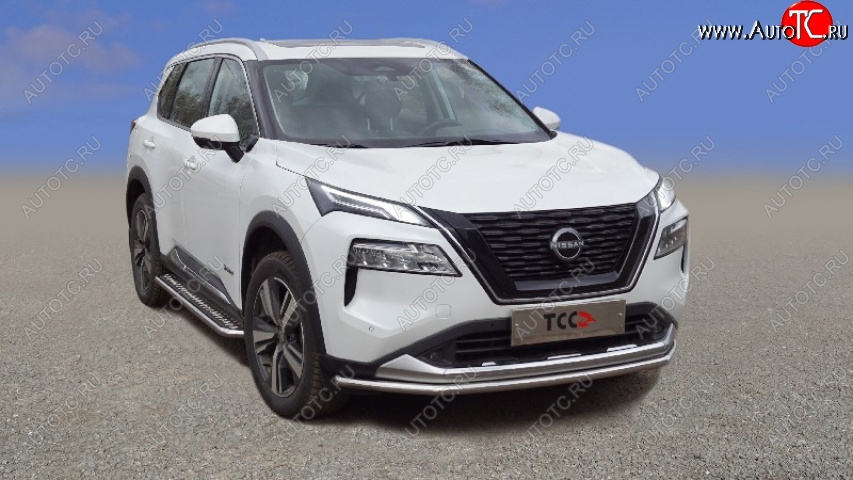 20 999 р. Защита переднего бампера нижняя 42,4 мм ТСС Тюнинг  Nissan X-trail  4 T33 (2021-2024) дорестайлинг (нержавейка)  с доставкой в г. Йошкар-Ола